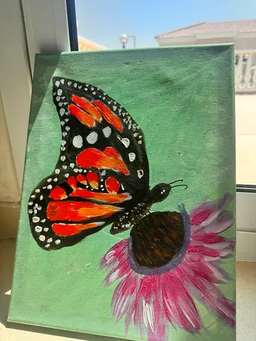Hand-painted Butterfly on Canvas — Original Small Painting