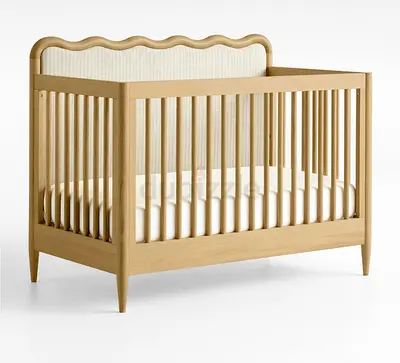 Waveland Wood Upholstered Performance Stripe Convertible Crib brand new