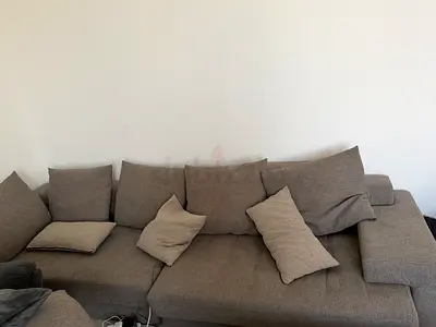 Grey 5+ 2 Seater Fabric Sofa with Cushions - Great Condition