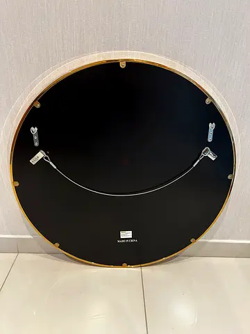 Round Wall Mirror with Rope Hanger (Gold Frame)