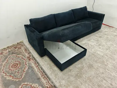 Dark blue ikea vimle lshape sofabed with storage space