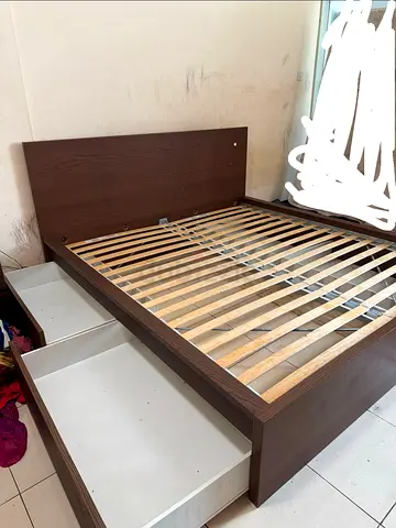 King size wooden bed frame with under-bed storage drawers 180x220