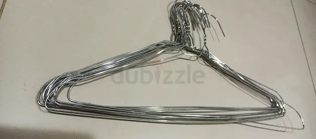 Ten Silver Metal Wire Clothes Hangers