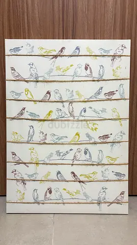 Beautiful set of 3 canvas pictures birds decoration