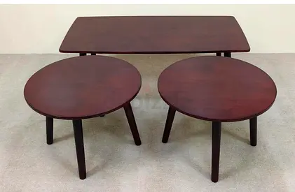 Modern 3 Piece Dark Wood Table Set