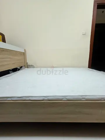 Wooden Double Bed Frame with king and queen size Mattress - Good Condition