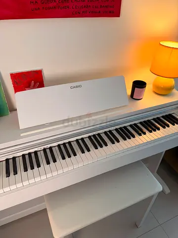 White Casio Digital Piano with Stand and Bench - Excellent Condition