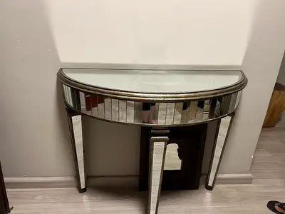 Mirrored Half-Moon Console Table — Good Condition
