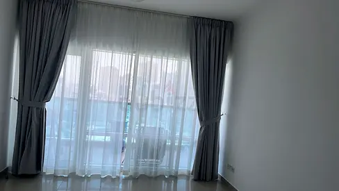 Grey Blackout and White Sheer Curtains Set