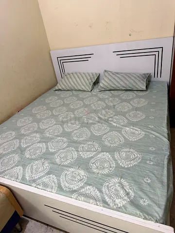 Master Size Bed Frame with Mattress- White Headboard
