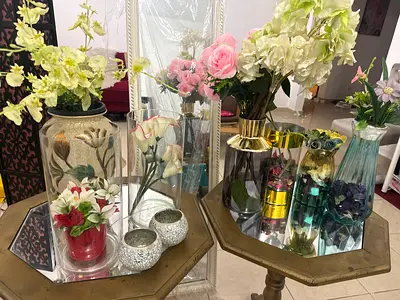 Collection of Decorative Flower Vases and Home Accents