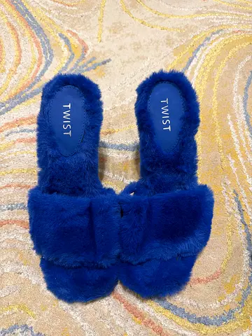 Blue Furry Slip-On House Slippers (TWIST)