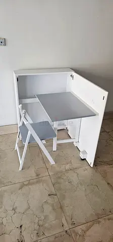 Compact Wall Mounted Folding Desk and Chair