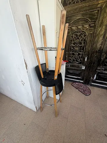 Set of 4 Wooden Bar Stools (needs assembly/repair)