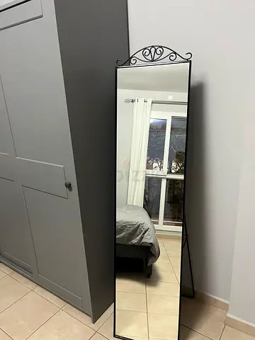 Full-length Free-standing Mirror with Decorative Metal Frame