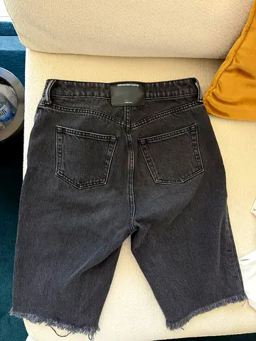 AlexanderWang! grey denim shorts with frayed hem 25 size