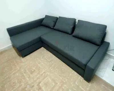 IKEA L Shape Sofa cum bed with big storage and you can fix the storage left or right anyside you wan