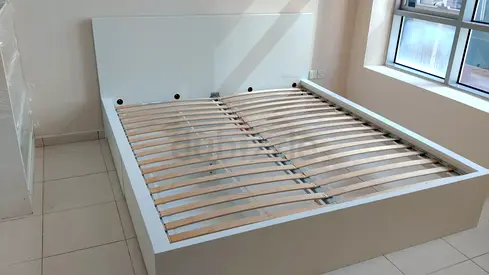 Ikea Malm White Modern Queen Bed Frame with Slatted Base - Good Condition