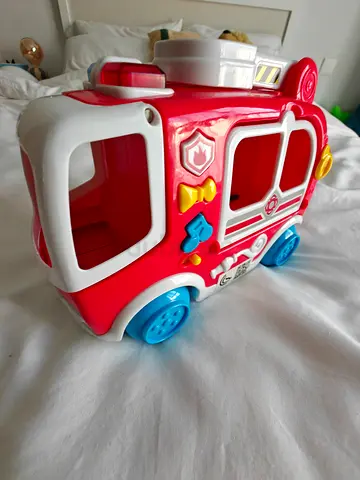 Red Plastic Toy Fire Truck - Good Used Condition