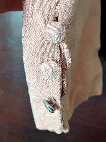 Tiffany Paris - Light pink womens blouse with fabric-covered buttons, size 38 (S-M)