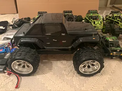 7 Used Scale RC Monster Truck - Body  Wheels Included