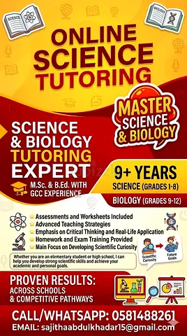 SCIENCE TUTOR (PRIMARY TILL G12)