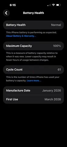 Iphone 17 pro max 100% battery life