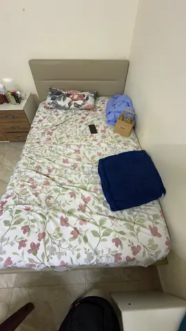 Queen bed frame with headboard and mattress - good condition