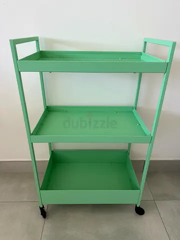 Light Green  Black 3-Tier Rolling Storage Trolley - Compact Utility Cart