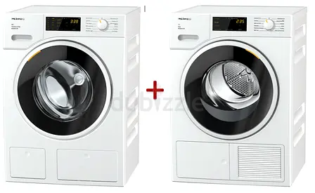 Miele W1 Washing Machine 8kg WWD660 WCS / Miele T1 Heat Pump Dryer 8kg TWD260 WP Lotus White