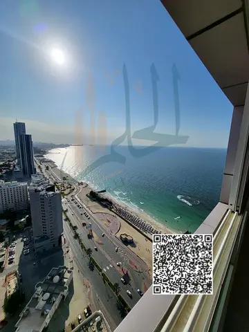شقة غرفتين وصالة على كورنيش عجمان ببلكونة وتكييف مركزي موقع مميز سهولة الوصول إلى دبي والشارقة فرش نضيف جدا وراقي شامل كل الفواتير