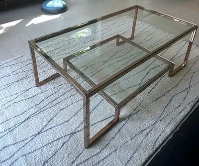 The one coffee table: Glass Top Coffee Table with Gold Metal Frame