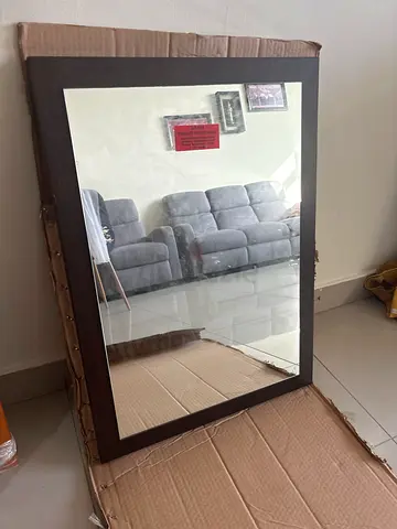 Large Rectangular Wall Mirror with Dark Wood Frame never used