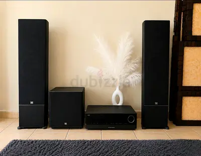 JBL Tower speakers + Subwoofer + Harman Receiver for 3500 dhs