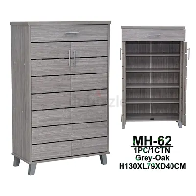 Grey Oak Tall Shoe Cabinet with Drawer - MH-62, 130x79x40cm