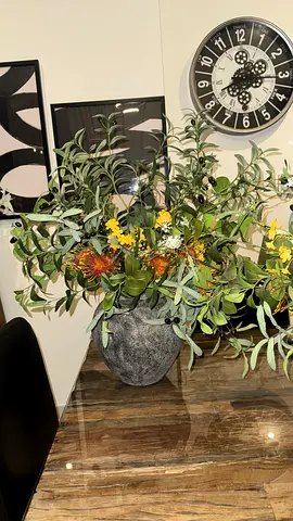 Decorative Floral Arrangement in Stone Effect Vase