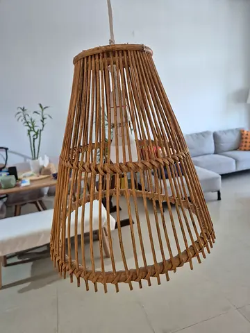 Handmade Rattan Hanging Pendant Lamp Shade - Natural Finish