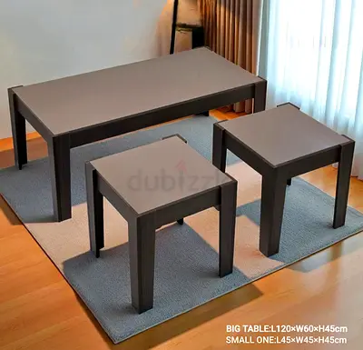 Set of 3 Wooden Nesting Coffee  Side Tables - Dark Brown