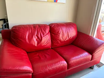 Red Leather Couches and Red Leather Arm Chair