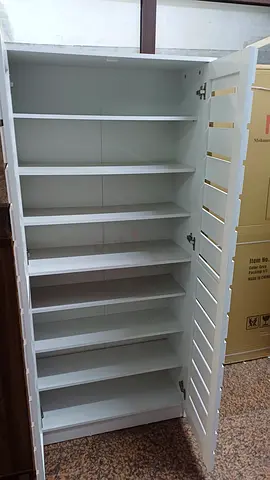 White Multi-Shelf Shoe Cabinet / Storage Organizer - Tall Unit