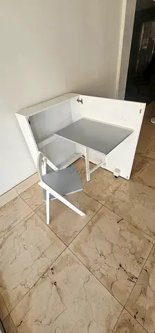 Compact Wall Mounted Folding Desk and Chair