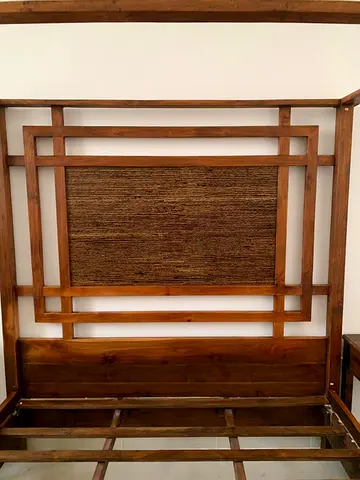 Brand new wooden bed with two side tables without mattresses