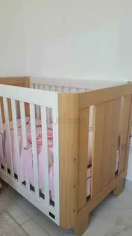 Solid Wooden Baby Cot / Crib in Natural Finish - Good Condition