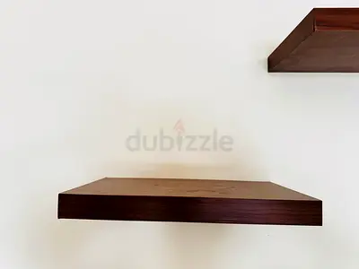 Set of 3 Wall-Mounted Floating Wood Shelves - Dark Walnut
