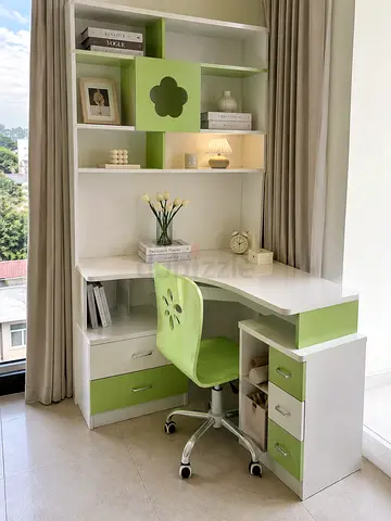 Stylish Corner Study Table with Storage w Chair
