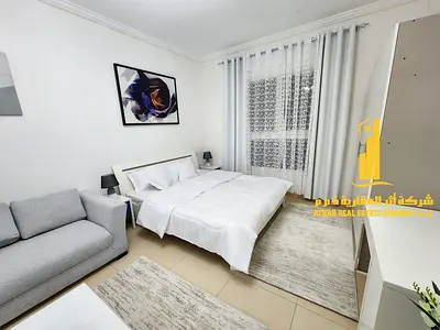 Luxury second occupied studio fully furnished with a semi-separate kitchen ✨ Ajman Jasmine Towers.