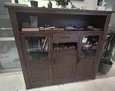 Solid Wood Sideboard / Buffet Cabinet with Glass Doors