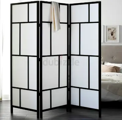 Ikea room divider 3-Panel Room Divider Screen — Black metal Frame with White Panels