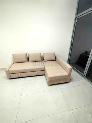 IKEA L Shape Sofa cum bed with big storage and you can fix the storage left or right anyside you wan