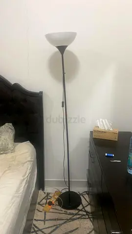 Simple Black Torchiere Floor Lamp - Good Working Condition